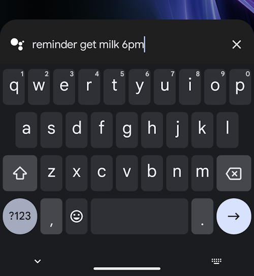 Tap the keyboard icon then type in your query or command